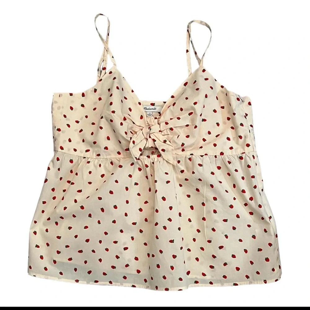 Madewell Women Yellow Babydoll Camisole Crop Top Tie Front Beachy Boho Fairy - Picture 4 of 12